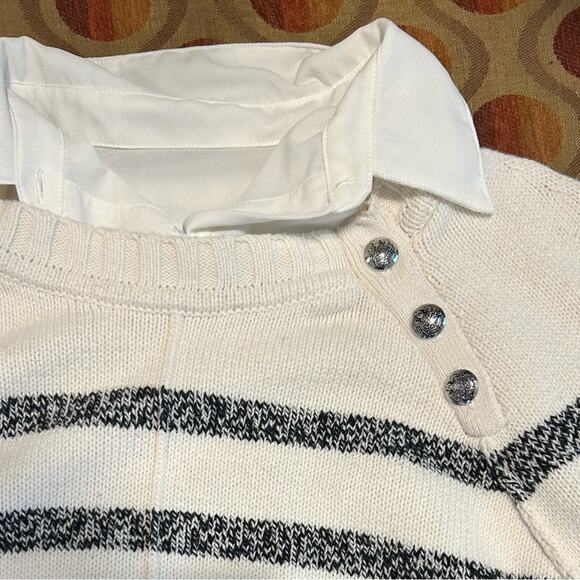 Lauren Ralph Lauren ivory striped nautical fisherman dickie sweater. Size XL/16 - Picture 4 of 6
